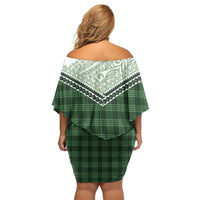 Aloha Hawaii Cowboys Paniolo Family Matching Off Shoulder Short Dress and Hawaiian Shirt Forest Green Palaka LT7 - Polynesian Pride