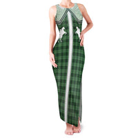 Aloha Hawaii Cowboys Paniolo Family Matching Tank Maxi Dress and Hawaiian Shirt Forest Green Palaka - Polynesian Pride