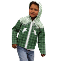Aloha Hawaii Cowboys Paniolo Kid Hoodie Forest Green Palaka - Polynesian Pride