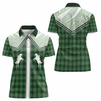 Aloha Hawaii Cowboys Paniolo Women Polo Shirt Forest Green Palaka - Polynesian Pride