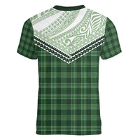 Aloha Hawaii Cowboys Paniolo Women V-Neck T-Shirt Forest Green Palaka - Polynesian Pride