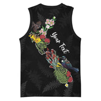 Kia Ora New Zealand Floral Personalized Basketball Jersey Black - Polynesian Pride