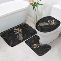 Kia Ora New Zealand Floral Bathroom Set Black - Polynesian Pride