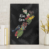 Kia Ora New Zealand Floral Canvas Wall Art Black - Polynesian Pride