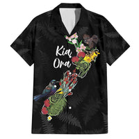 Kia Ora New Zealand Floral Personalized Family Matching Long Sleeve Bodycon Dress and Hawaiian Shirt Black - Polynesian Pride