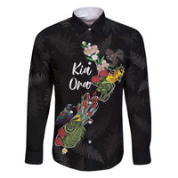 Kia Ora New Zealand Floral Personalized Family Matching Puletasi and Hawaiian Shirt Black - Polynesian Pride