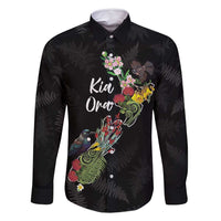 Kia Ora New Zealand Floral Personalized Family Matching Summer Maxi Dress and Hawaiian Shirt Black - Polynesian Pride
