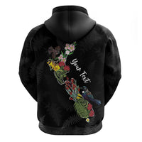 Kia Ora New Zealand Floral Personalized Hoodie Black - Polynesian Pride