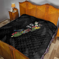 Kia Ora New Zealand Floral Quilt Black - Polynesian Pride