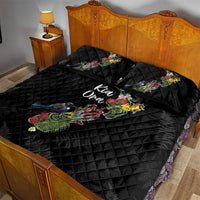 Kia Ora New Zealand Floral Quilt Bed Set Black - Polynesian Pride
