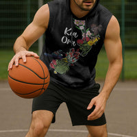 Kia Ora New Zealand Floral Personalized Sleeveless Hoodie Black - Polynesian Pride