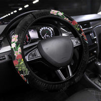 Kia Ora New Zealand Floral Steering Wheel Cover Black - Polynesian Pride