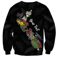 Kia Ora New Zealand Floral Personalized Sweatshirt Black - Polynesian Pride