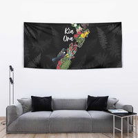 Kia Ora New Zealand Floral Tapestry Black - Polynesian Pride