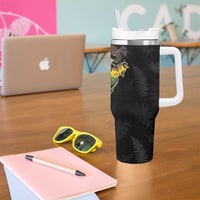 Kia Ora New Zealand Floral Tumbler With Handle Black - Polynesian Pride