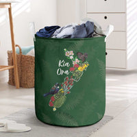 Kia Ora New Zealand Floral Laundry Basket Sage Green LT7 Sage Green - Polynesian Pride