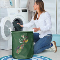 Kia Ora New Zealand Floral Laundry Basket Sage Green LT7 - Polynesian Pride