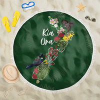 Kia Ora New Zealand Floral Beach Blanket Sage Green - Polynesian Pride