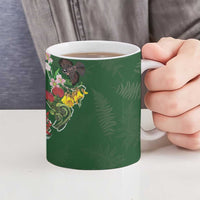 Kia Ora New Zealand Floral Ceramic Mug Sage Green - Polynesian Pride