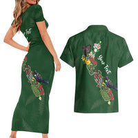 Kia Ora New Zealand Floral Personalized Couples Matching Short Sleeve Bodycon Dress and Hawaiian Shirt Sage Green LT7 - Polynesian Pride