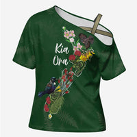 Kia Ora New Zealand Floral Personalized Cross Shoulder Shirt Sage Green - Polynesian Pride