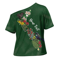 Kia Ora New Zealand Floral Personalized Cross Shoulder Shirt Sage Green - Polynesian Pride