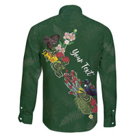 Kia Ora New Zealand Floral Personalized Family Matching Long Sleeve Bodycon Dress and Hawaiian Shirt Sage Green - Polynesian Pride