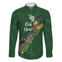 Kia Ora New Zealand Floral Personalized Family Matching Off Shoulder Maxi Dress and Hawaiian Shirt Sage Green - Polynesian Pride