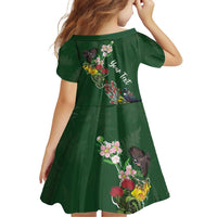 Kia Ora New Zealand Floral Personalized Family Matching Off Shoulder Short Dress and Hawaiian Shirt Sage Green - Polynesian Pride