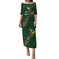 Kia Ora New Zealand Floral Personalized Family Matching Puletasi and Hawaiian Shirt Sage Green - Polynesian Pride