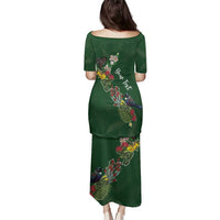 Kia Ora New Zealand Floral Personalized Family Matching Puletasi and Hawaiian Shirt Sage Green - Polynesian Pride