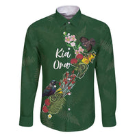 Kia Ora New Zealand Floral Personalized Family Matching Short Sleeve Bodycon Dress and Hawaiian Shirt Sage Green - Polynesian Pride