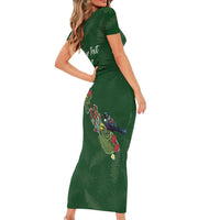 Kia Ora New Zealand Floral Personalized Family Matching Short Sleeve Bodycon Dress and Hawaiian Shirt Sage Green - Polynesian Pride