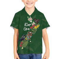 Kia Ora New Zealand Floral Personalized Family Matching Short Sleeve Bodycon Dress and Hawaiian Shirt Sage Green - Polynesian Pride
