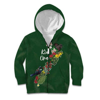 Kia Ora New Zealand Floral Personalized Kid Hoodie Sage Green - Polynesian Pride