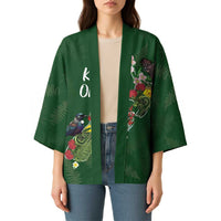 Kia Ora New Zealand Floral Personalized Kimono Sage Green - Polynesian Pride