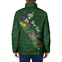 Kia Ora New Zealand Floral Personalized Padded Jacket Sage Green - Polynesian Pride