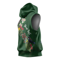 Kia Ora New Zealand Floral Personalized Sleeveless Hoodie Sage Green - Polynesian Pride