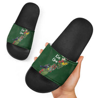 Kia Ora New Zealand Floral Slide Sandals Sage Green - Polynesian Pride