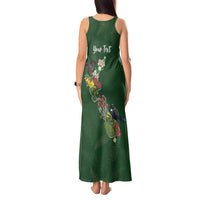 Kia Ora New Zealand Floral Personalized Tank Maxi Dress Sage Green - Polynesian Pride
