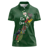 Kia Ora New Zealand Floral Personalized Women Polo Shirt Sage Green - Polynesian Pride