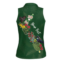 Kia Ora New Zealand Floral Personalized Women Sleeveless Polo Shirt Sage Green - Polynesian Pride