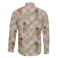 Beige Palaka Hula Girls Seamless Hawaii Aloha Family Matching Mermaid Dress and Hawaiian Shirt - Polynesian Pride