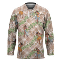 Beige Palaka Hula Girls Seamless Hawaii Aloha Hockey Jersey - Polynesian Pride