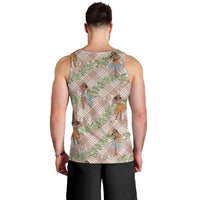 Beige Palaka Hula Girls Seamless Hawaii Aloha Men Tank Top LT7 - Polynesian Pride