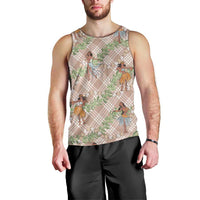 Beige Palaka Hula Girls Seamless Hawaii Aloha Men Tank Top LT7 - Polynesian Pride