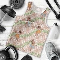 Beige Palaka Hula Girls Seamless Hawaii Aloha Men Tank Top LT7 - Polynesian Pride