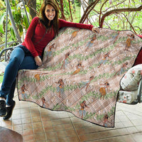 Beige Palaka Hula Girls Seamless Hawaii Aloha Quilt - Polynesian Pride