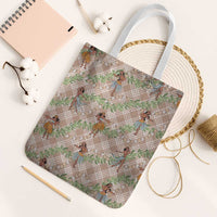 Beige Palaka Hula Girls Seamless Hawaii Aloha Tote Bag LT7 White Strap One Size Beige - Polynesian Pride