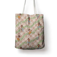 Beige Palaka Hula Girls Seamless Hawaii Aloha Tote Bag LT7 - Polynesian Pride
